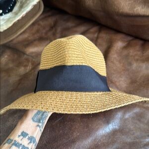 Nordstrom Straw Fedora Hat with Black Band